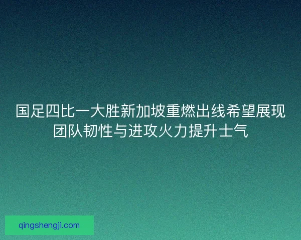 国足四比一大胜新加坡重燃出线希望展现团队韧性与进攻火力提升士气